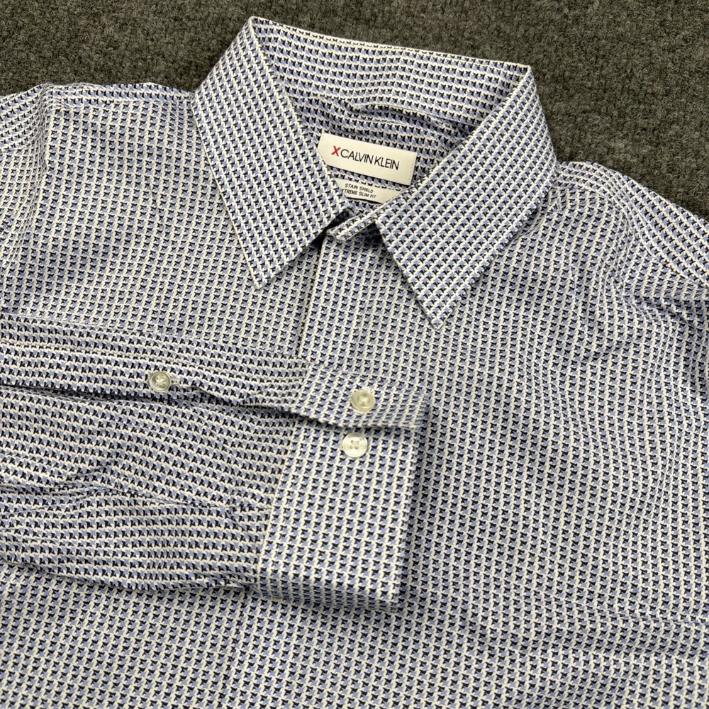 Calvin Klein X Men's Button Down Extreme Slim Fit M 15-15.5 34/35 All Over Print